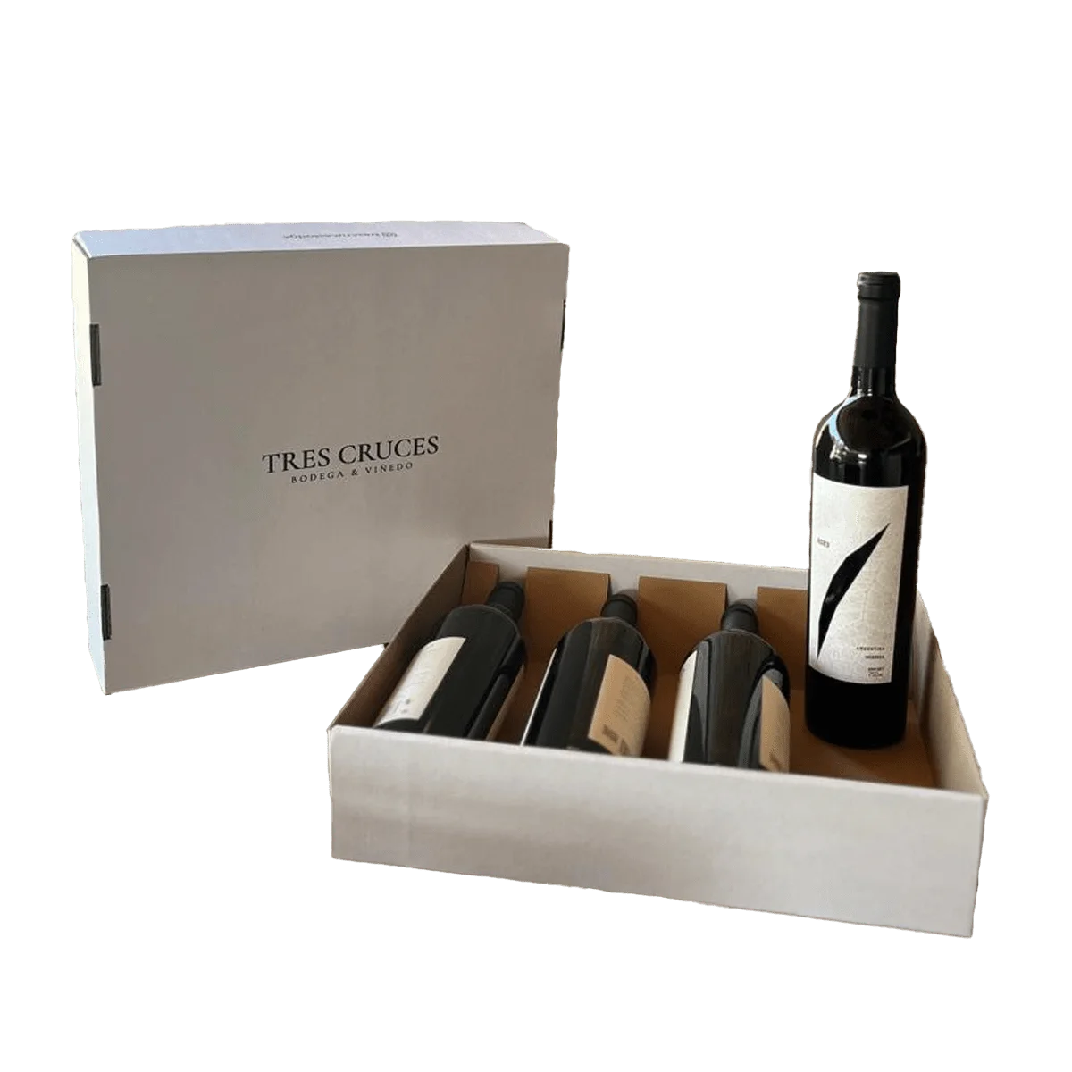 Estuche 4 vinos + separador cuna · vista 1